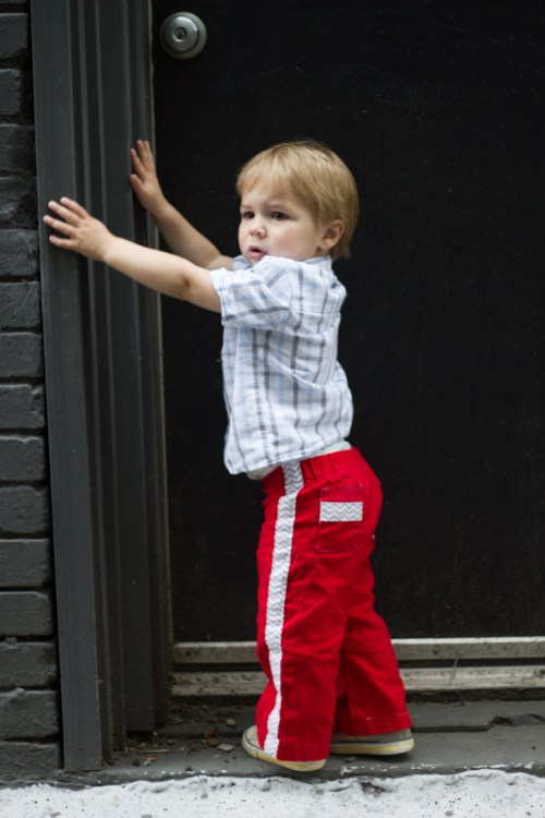 Parsley Pants- Red Tuxedo Stripe